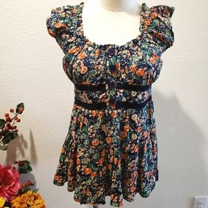 ANGIE Girls Short Sleeve Floral Ruffle Dress--NEW--XL